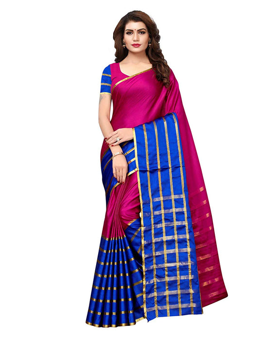 Pink, Blue Color Poly Silk Saree only in Bigswipe