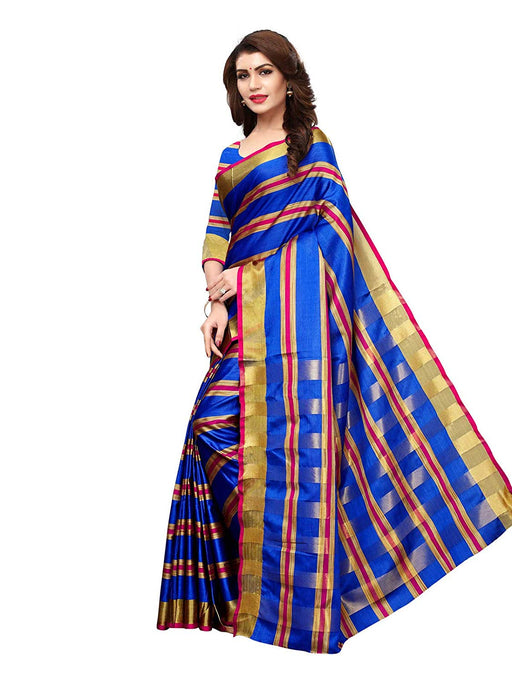 Blue, Golden Color Poly Silk Saree only in Bigswipe