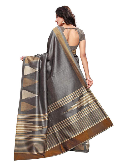 Grey, Multi Color Poly Silk Saree only in Bigswipe