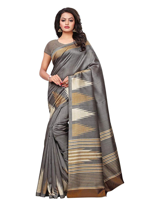 Grey, Multi Color Poly Silk Saree only in Bigswipe