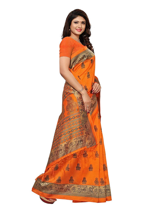 Orange, Beige Color Poly Silk Saree only in Bigswipe