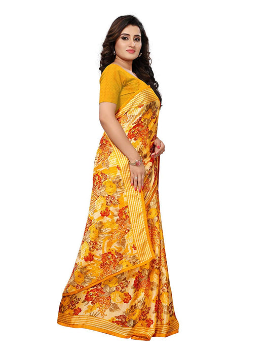 Yellow, Multi Color Chiffon Saree