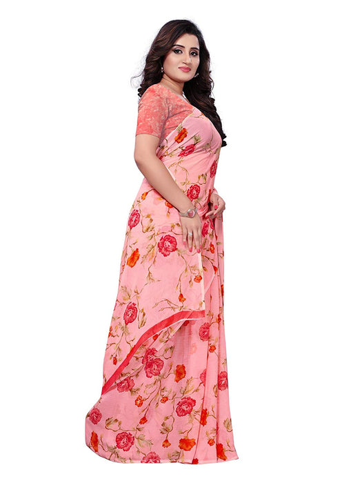 Pink, Multi Color Chiffon Saree only in Bigswipe