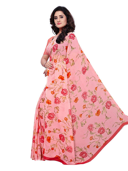 Pink, Multi Color Chiffon Saree only in Bigswipe