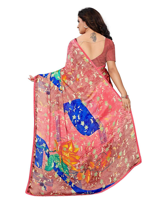 Pink, Blue, Multi Color Chiffon Saree only in Bigswipe