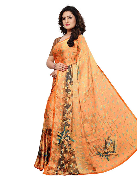 Orange, Multi Color Chiffon Saree only in Bigswipe