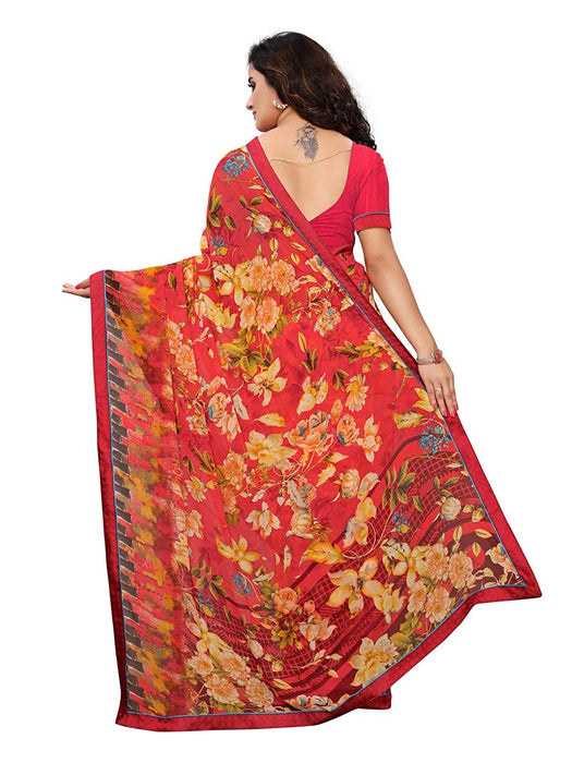 Red, Multi Color Georgette Saree