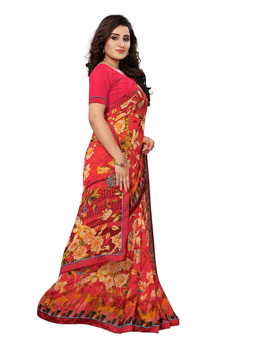 Red, Multi Color Georgette Saree