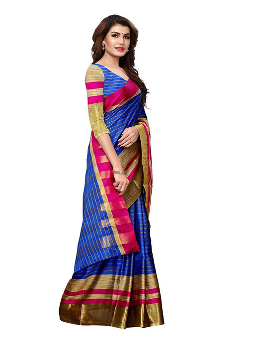 Blue, Golden, Pink Color Poly Silk Saree only in Bigswipe