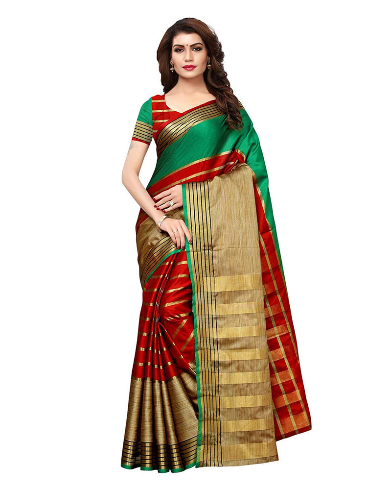 Green, Maroon Color Poly Silk Saree only in Bigswipe