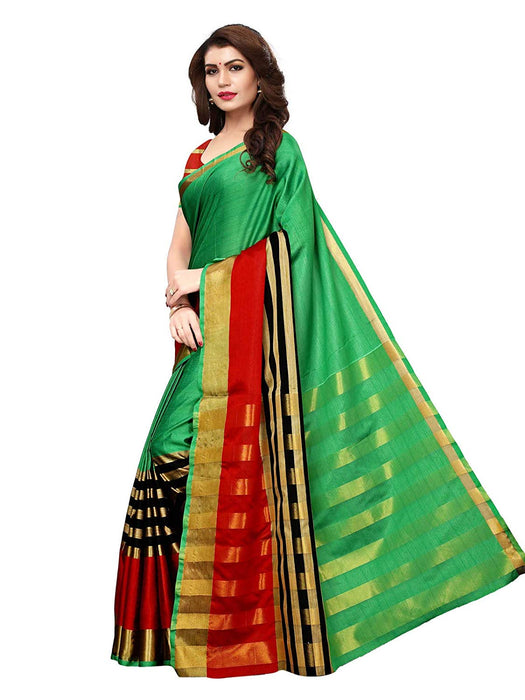 Green, Red, Black Color Poly Silk Saree only in Bigswipe