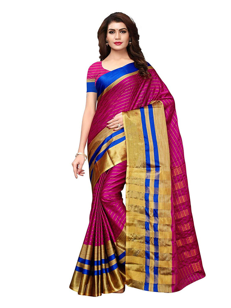 Pink, Golden Color Poly Silk Saree only in Bigswipe