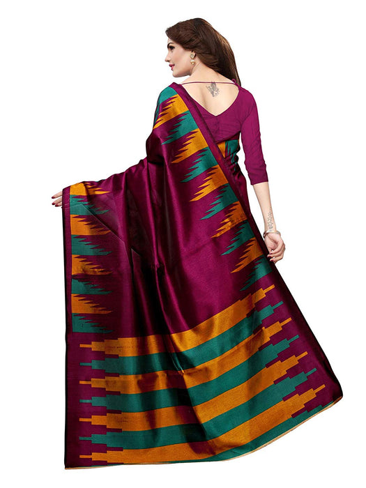 Purple, Multi Color Kashmiri Silk (Art Silk) Saree