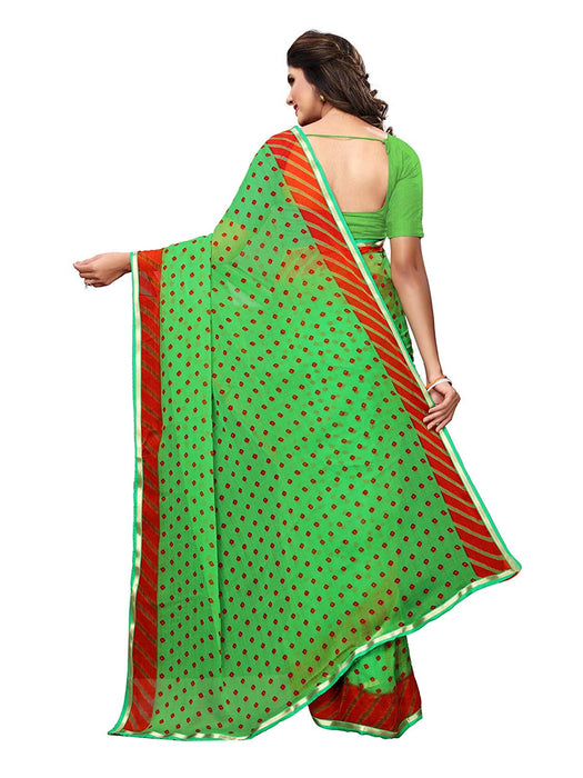 Green, Red Color Chiffon Saree only in Bigswipe