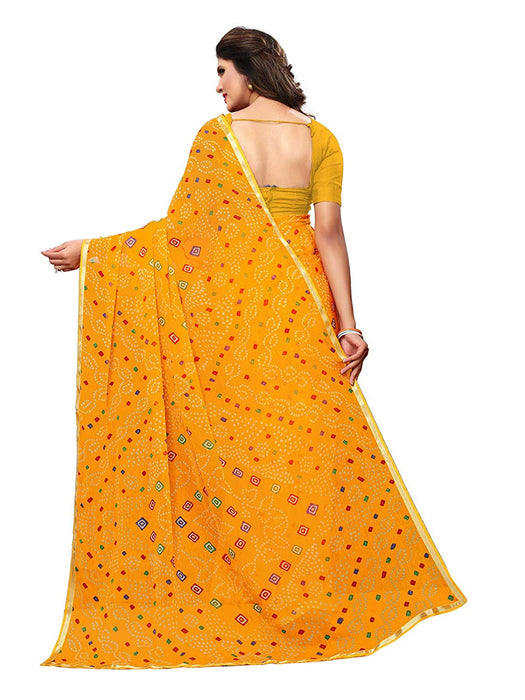 Yellow, Multi Color Chiffon Saree