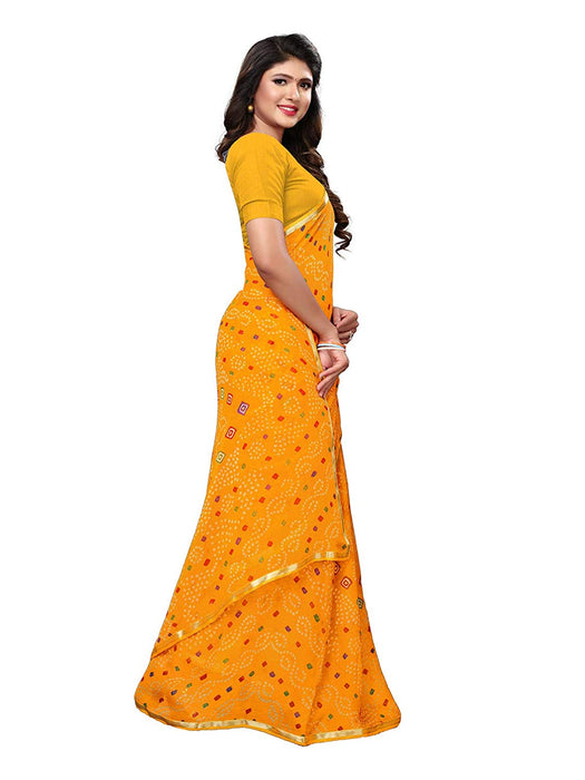 Yellow, Multi Color Chiffon Saree