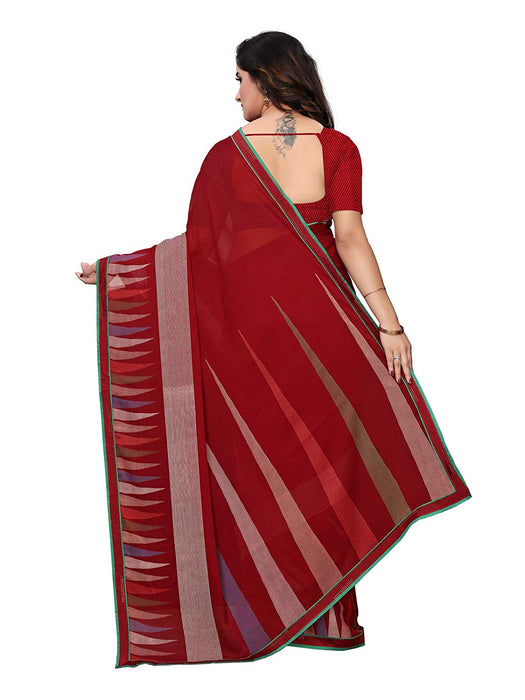 Maroon, Multi Color Crepe Georgette Saree only in Bigswipe