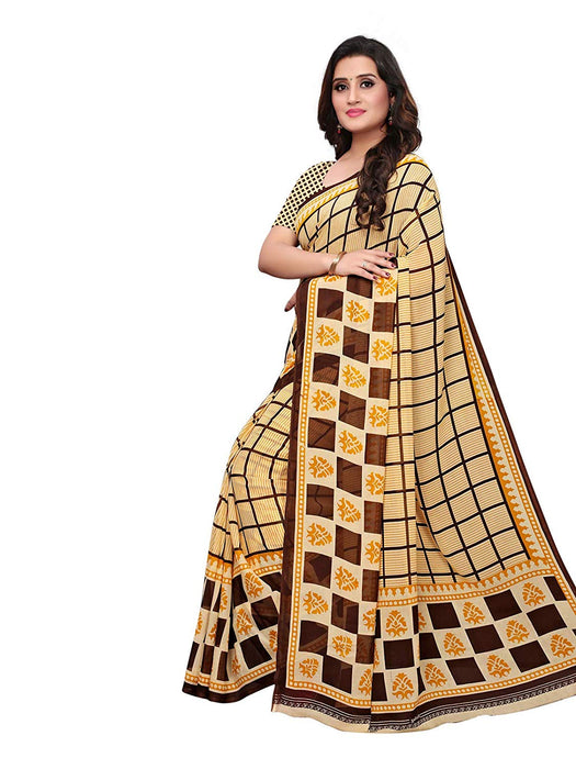 Yellow, Brown Color Georgette Saree