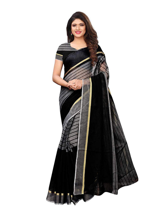 Black Color Cotton Silk Saree only in Bigswipe