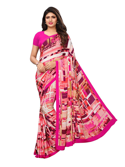 Pink, Multi Color Crepe Saree only in Bigswipe