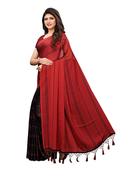 Black, Maroon Color Chiffon Georgette Saree only in Bigswipe