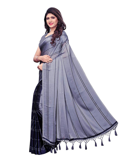 Navy Blue, Grey Color Chiffon Georgette Saree only in Bigswipe