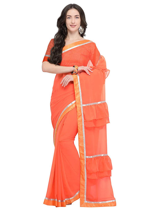 Orange Color Georgette Saree only in Bigswipe