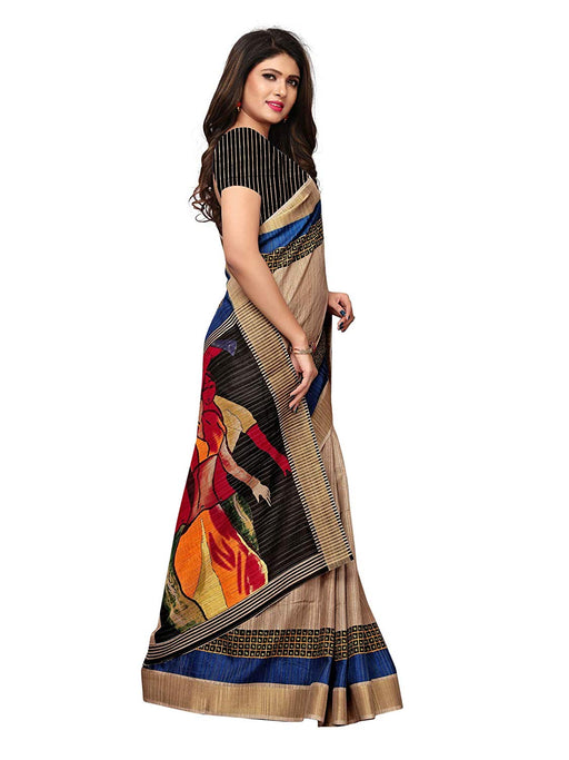 Beige, Multi Color Vichitra Silk (Poly Silk) Saree only in Bigswipe