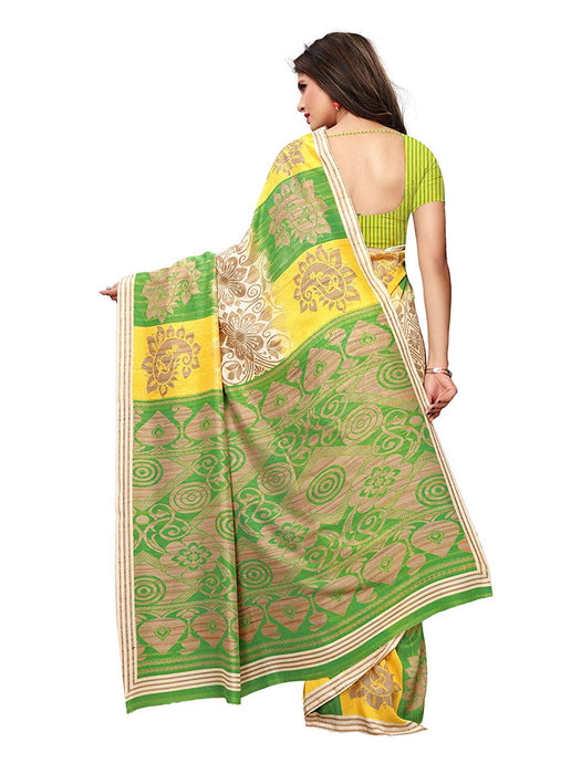 Beige, Green, Multi Color Vichitra Silk (Poly Silk) Saree only in Bigswipe