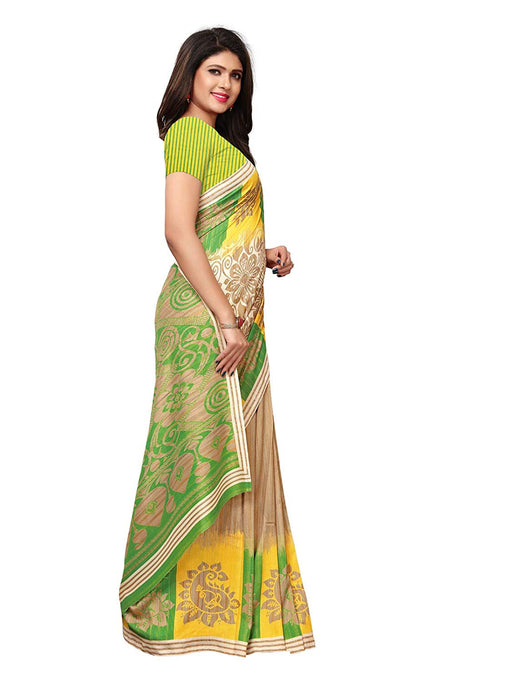 Beige, Green, Multi Color Vichitra Silk (Poly Silk) Saree only in Bigswipe