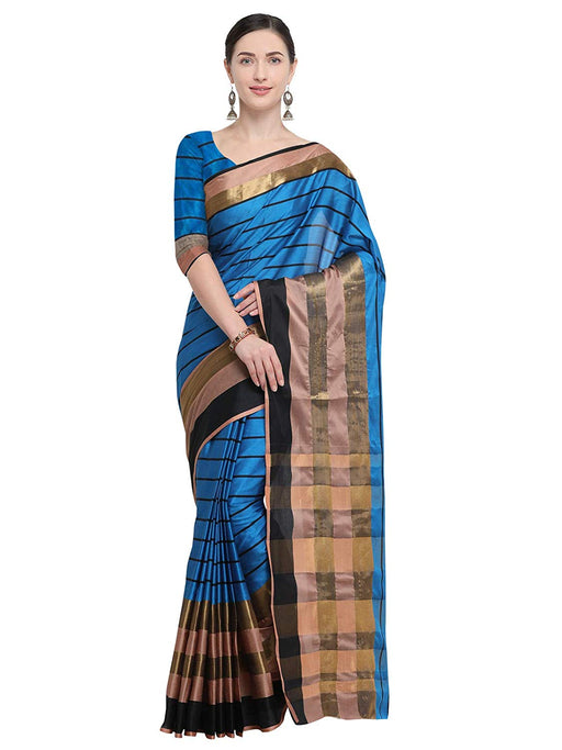 Blue, Peach Color Poly Silk Saree only in Bigswipe