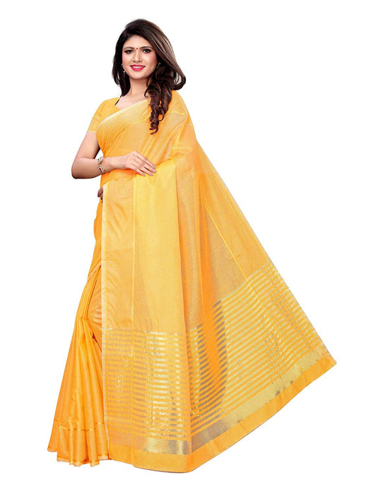 Yellow Color Poly Silk Saree