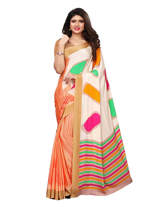 Peach, Multi Color Crepe Saree only in Bigswipe