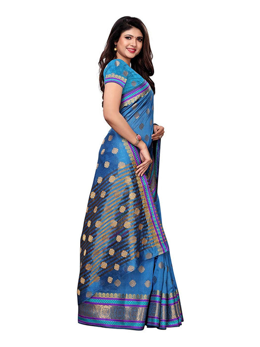 Blue Color Poly Silk Saree only in Bigswipe