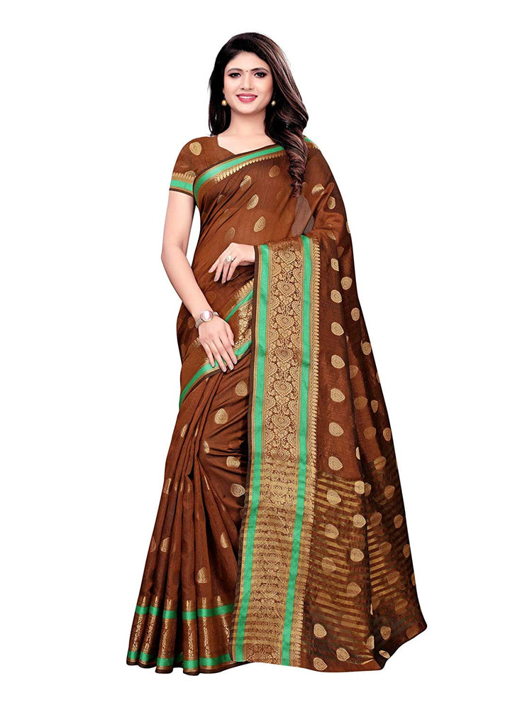 Brown Color Poly Silk Saree only in Bigswipe