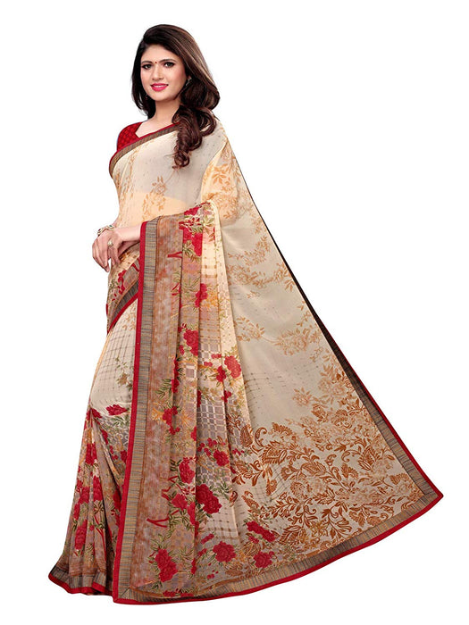 Peach, Brown, Multi Color Georgette Saree only in Bigswipe