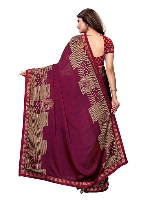 Beige, Maroon Color Chiffon Saree only in Bigswipe