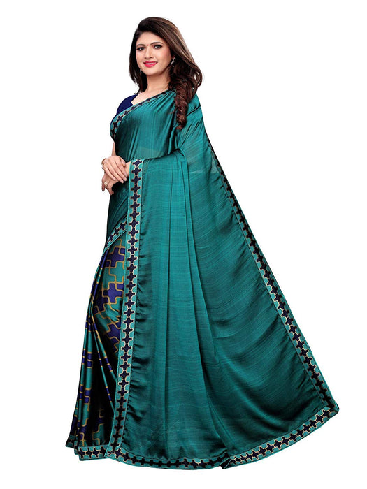 Turquoise, Blue, Multi Color Chiffon Saree