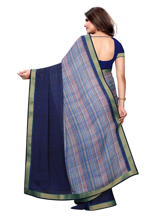 Navy Blue, Multi Color Chiffon Saree only in Bigswipe