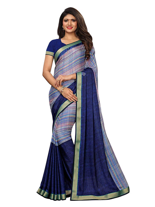 Navy Blue, Multi Color Chiffon Saree only in Bigswipe