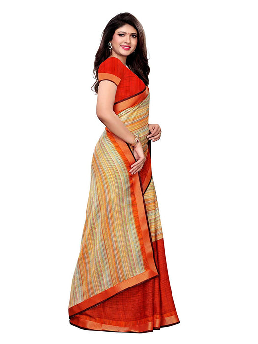 Orange, Multi Color Chiffon Saree only in Bigswipe