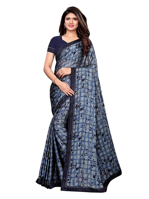 Navy Blue, Multi Color Chiffon Saree only in Bigswipe