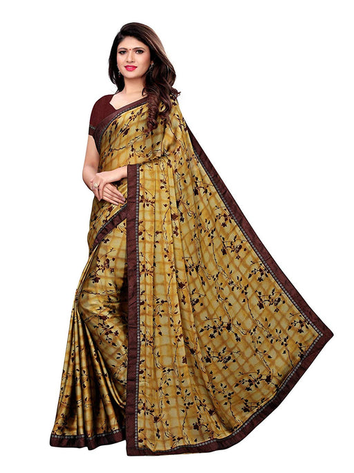 Yellow, Brown, Multi Color Chiffon Saree