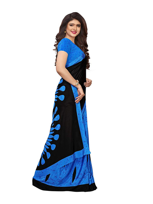 Blue, Black Color Crepe Saree only in Bigswipe
