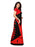 Red, Black Color Crepe Saree