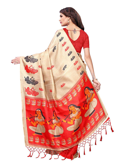 Beige, Red, Multi Color Art Silk Saree only in Bigswipe