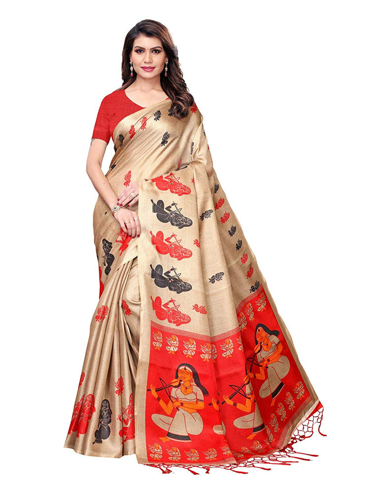 Beige, Red, Multi Color Art Silk Saree only in Bigswipe