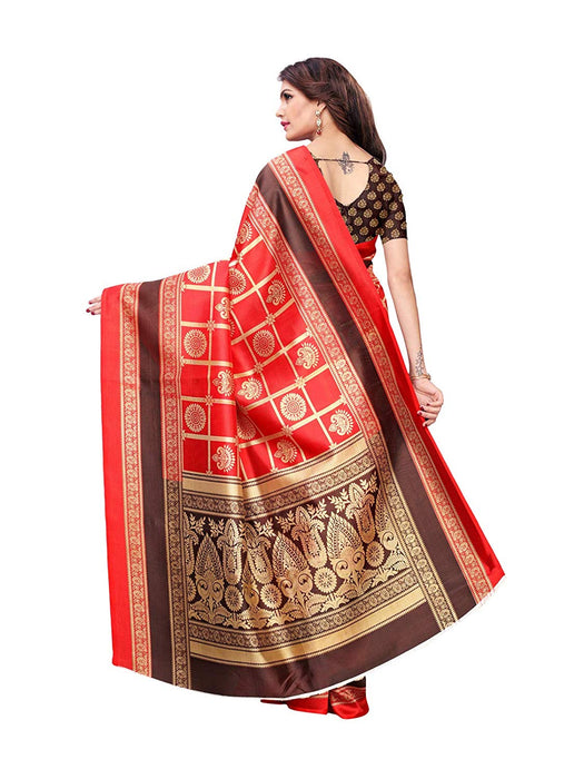 Red, Black, Multi Color Poly Silk Saree