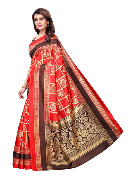 Red, Black, Multi Color Poly Silk Saree