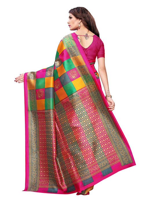 Pink, Multi Color Poly Silk Saree only in Bigswipe